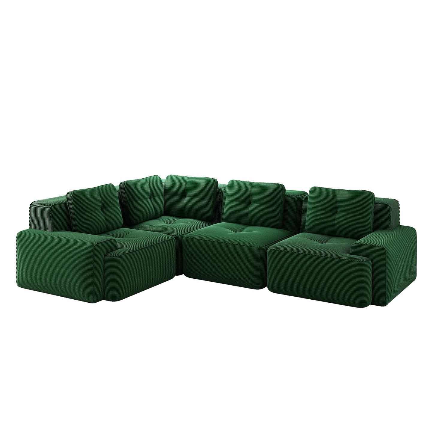 Frameless Sofa For Living Room, Office Sofa, Modular Combination Sofa, Comfortable Upholstered Corduroy Fabric Low-seat Sofa, No Assembly Required, Non-slip Design.Green