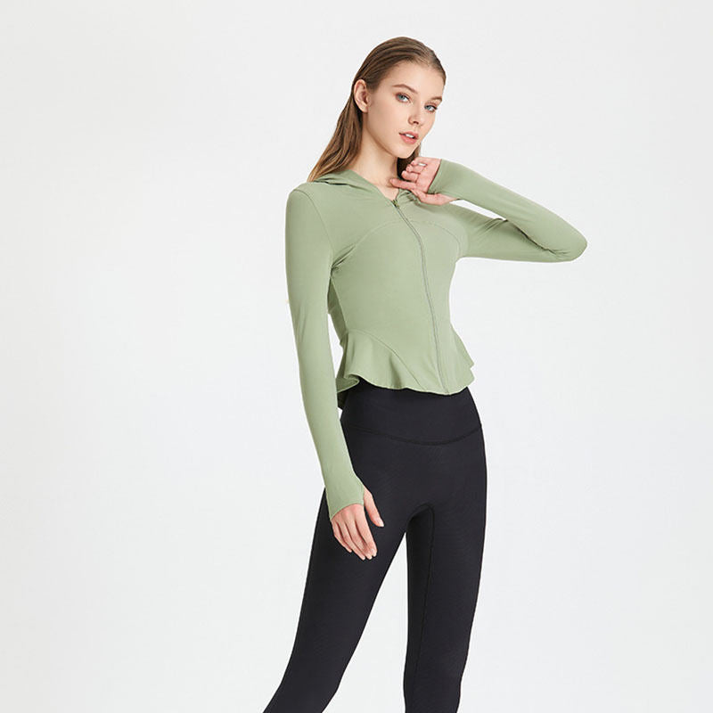 Nude Feel Zipper Hooded Sweatshirt Yoga Clothes Long Sleeve Jacket Slim
