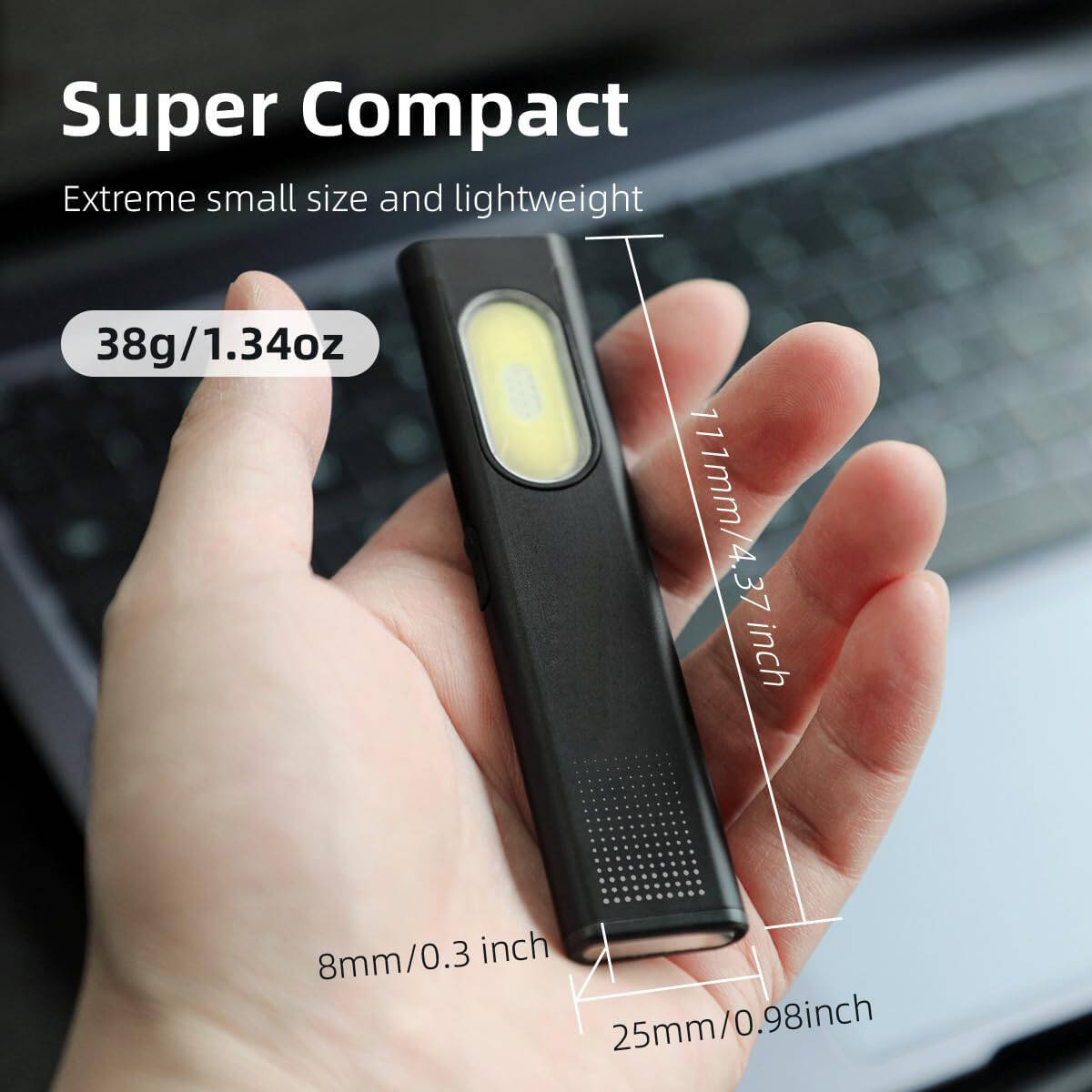 Ultra Thin Flat EDC Gadgets Torch With Magnetic Base & COB Side Light Pocket Torch With Red Blue Emergency Strobe Everyday Carry Essential