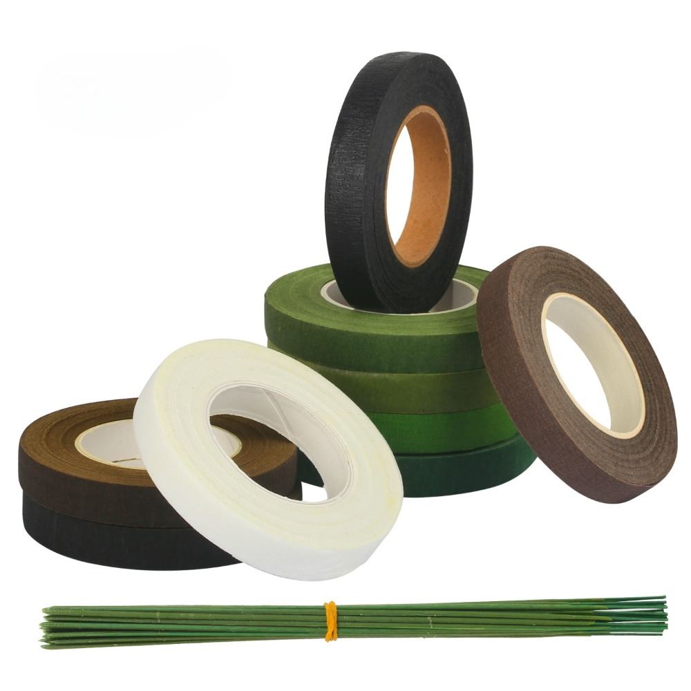 DIY Bouquet Wrapping Set: 39-piece Florist’s Tape And Wire Set, Self-adhesive Florist’s Crepe Paper (9 Sheets),30 Pieces Of 25 Cm Floral Wire,for Wrapping Bouquets And Flowers—Flower Arrangement Set