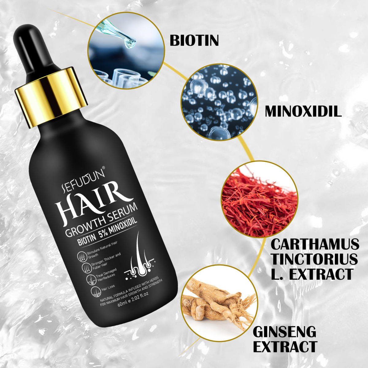 SEFUDUN Micro Needle Roller Scalp Massage Hair Care Essential Oil