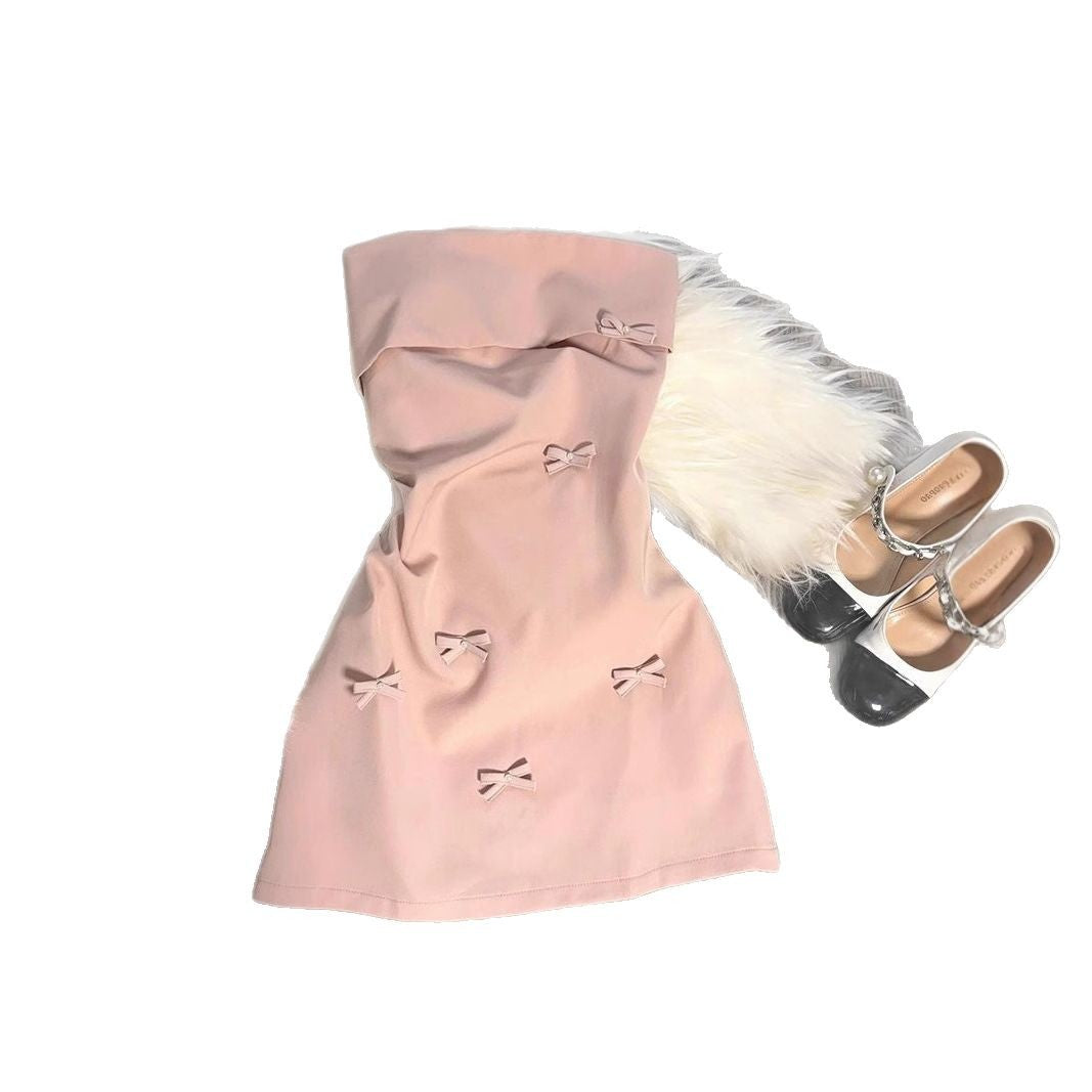 Korean-style 3D Bow Strapless Dress