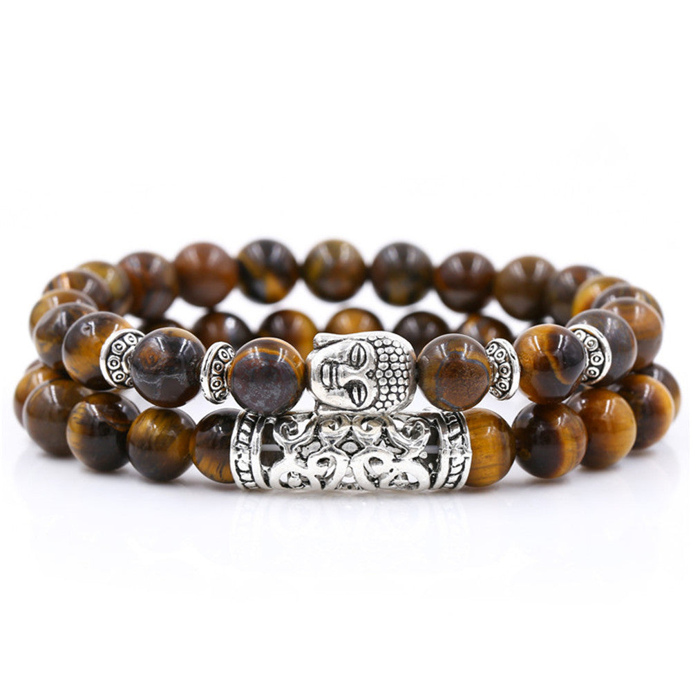 Creative Personality Energy Stone Hand Wear Flying Saucer Buddha Head Round Tube Bracelet Set Accessories Wholesale Accessories Men