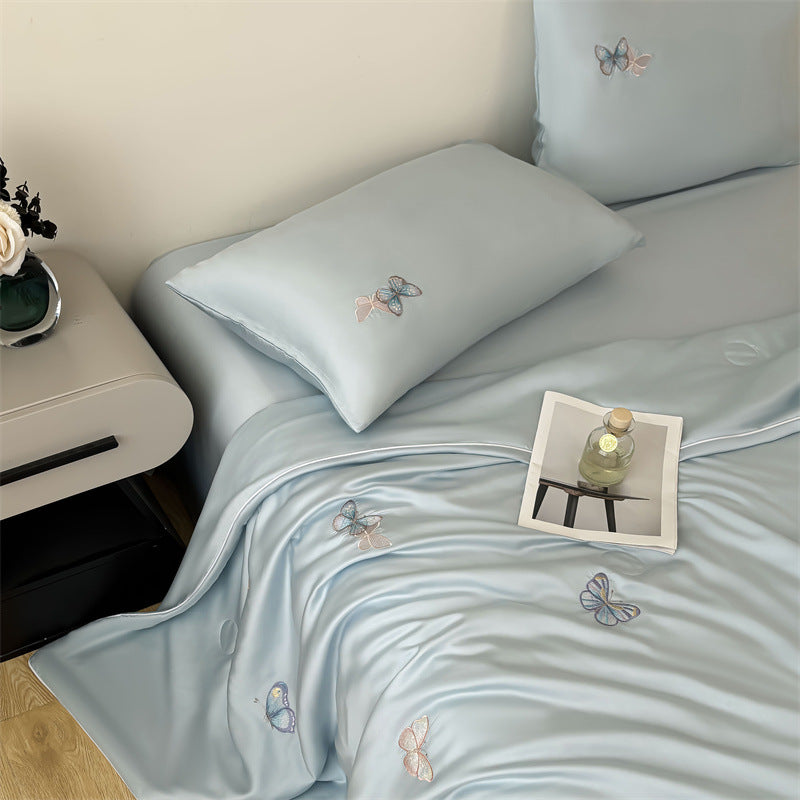 Tencel Embroidered Summer Air-conditioning Quilt Four-piece Set Viscose Cooling Thin Duvet