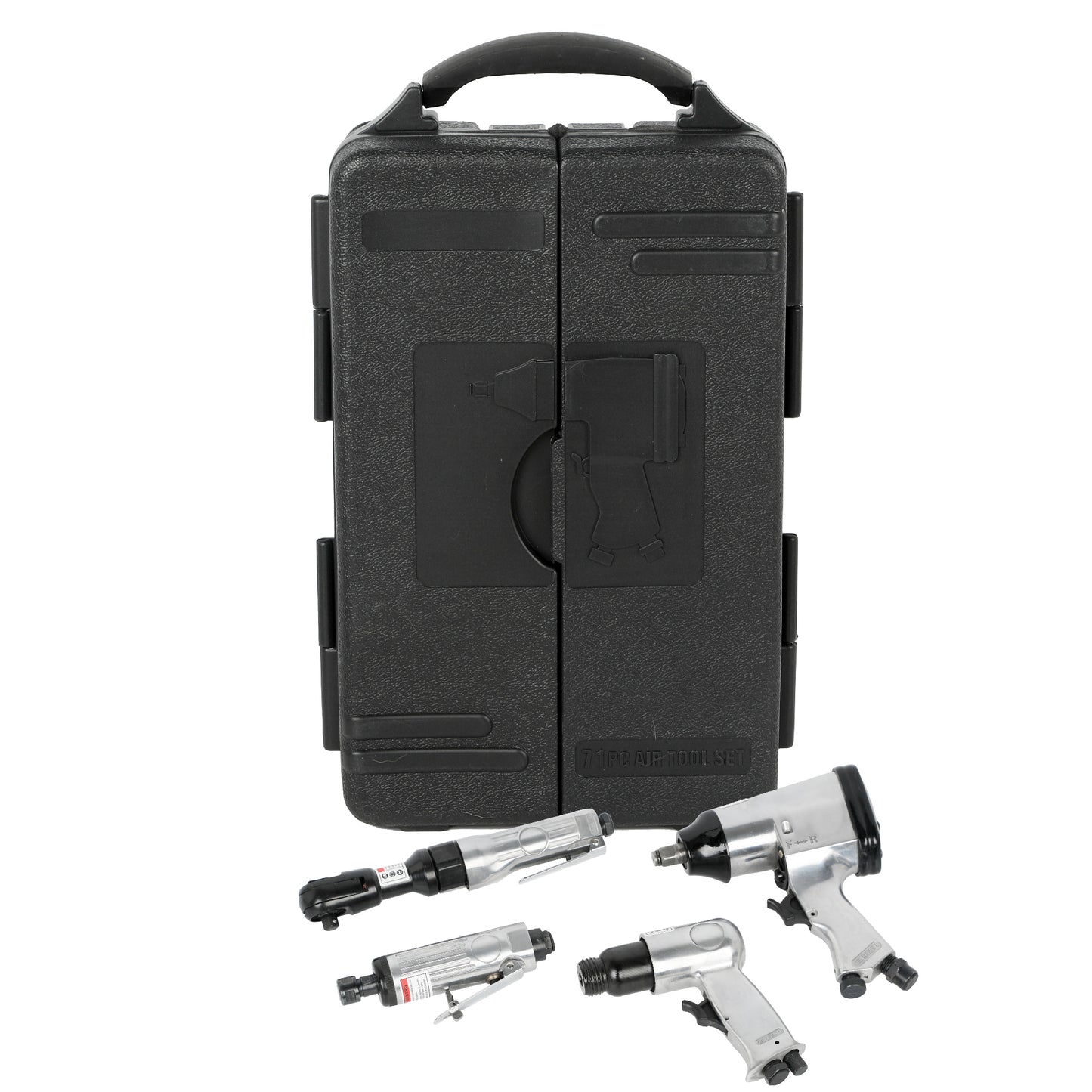 71 Piece Air Tool And Accessories Kit, Impact Wrench, Air Ratchet, Die Grinder, Aire Hammer, Hose Fittings, Storage Case
