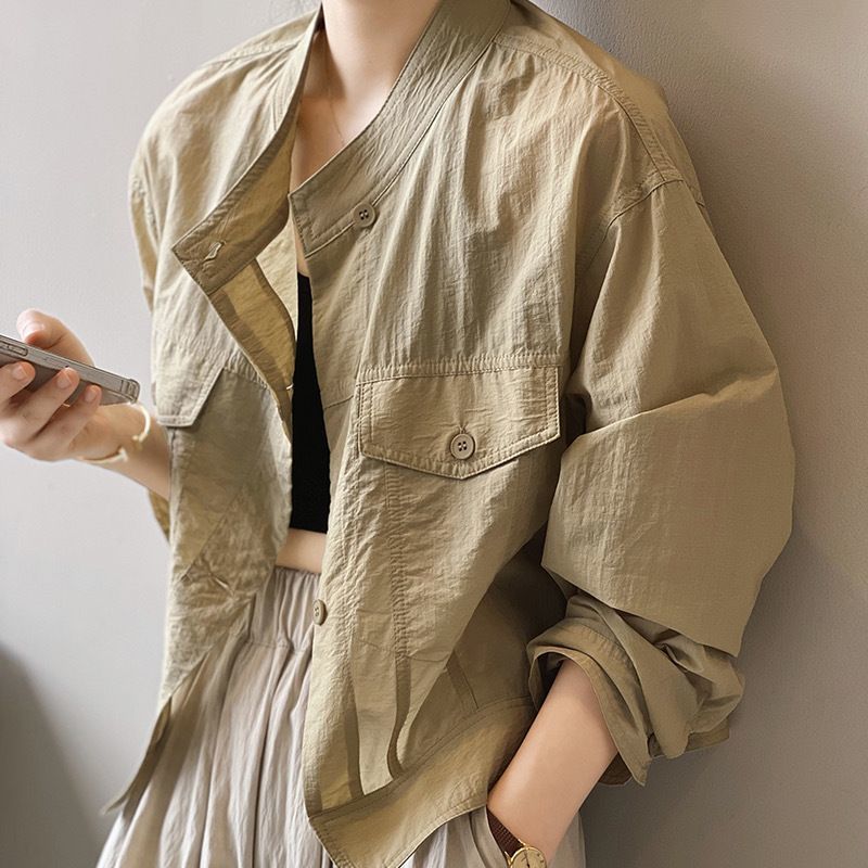 Autumn New Korean Version Loose Cardigan Short Thin Breathable Top