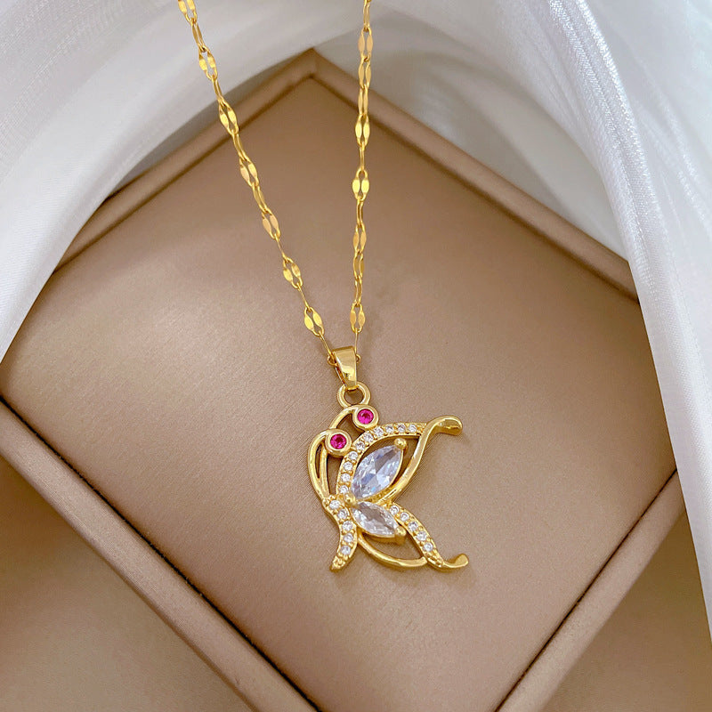 Zircon Butterfly Light-Luxury Fashion Necklace For Women