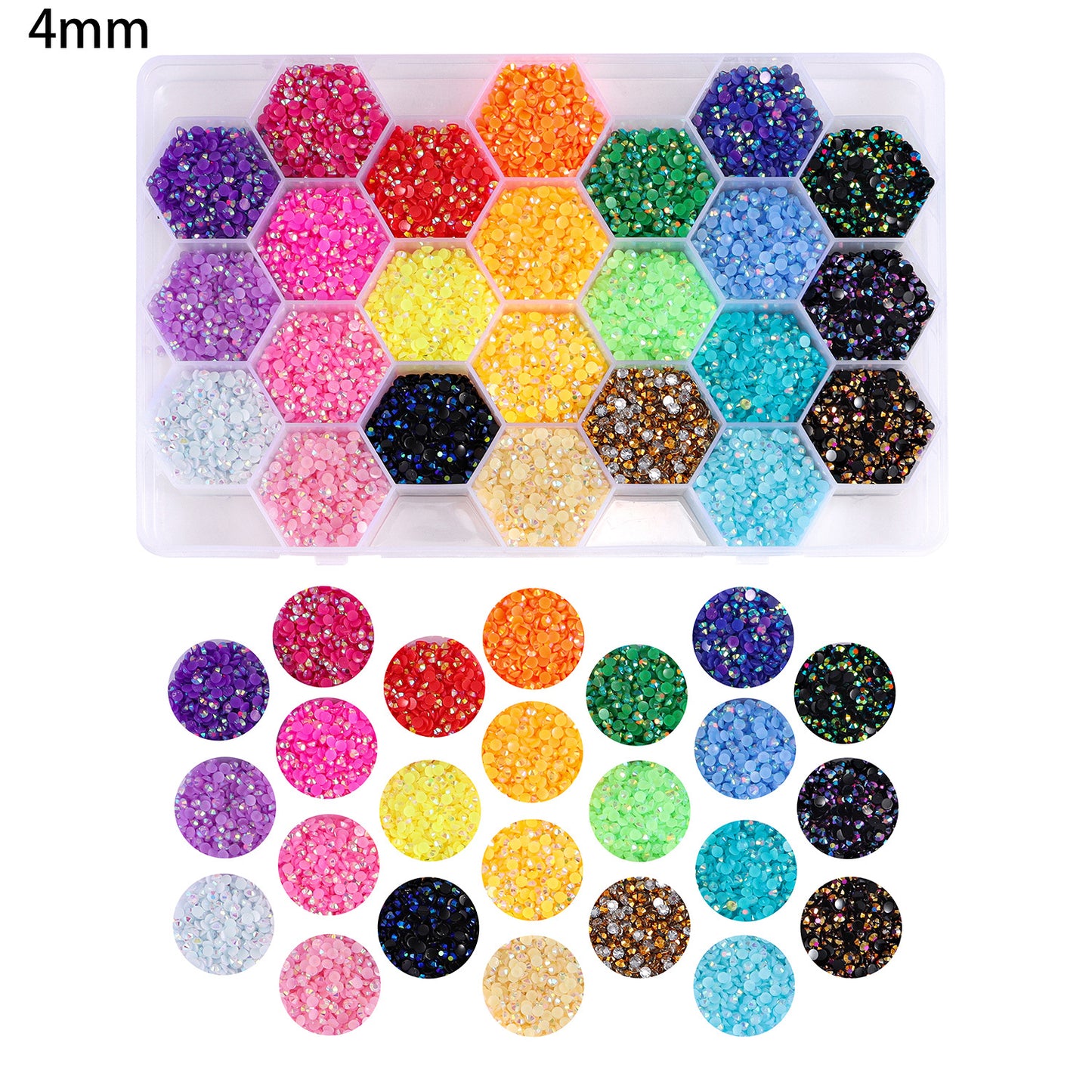 3mm4mm24 Gridsbox Multi-color Resin Drill Nail Beauty DIY Ornament Accessories