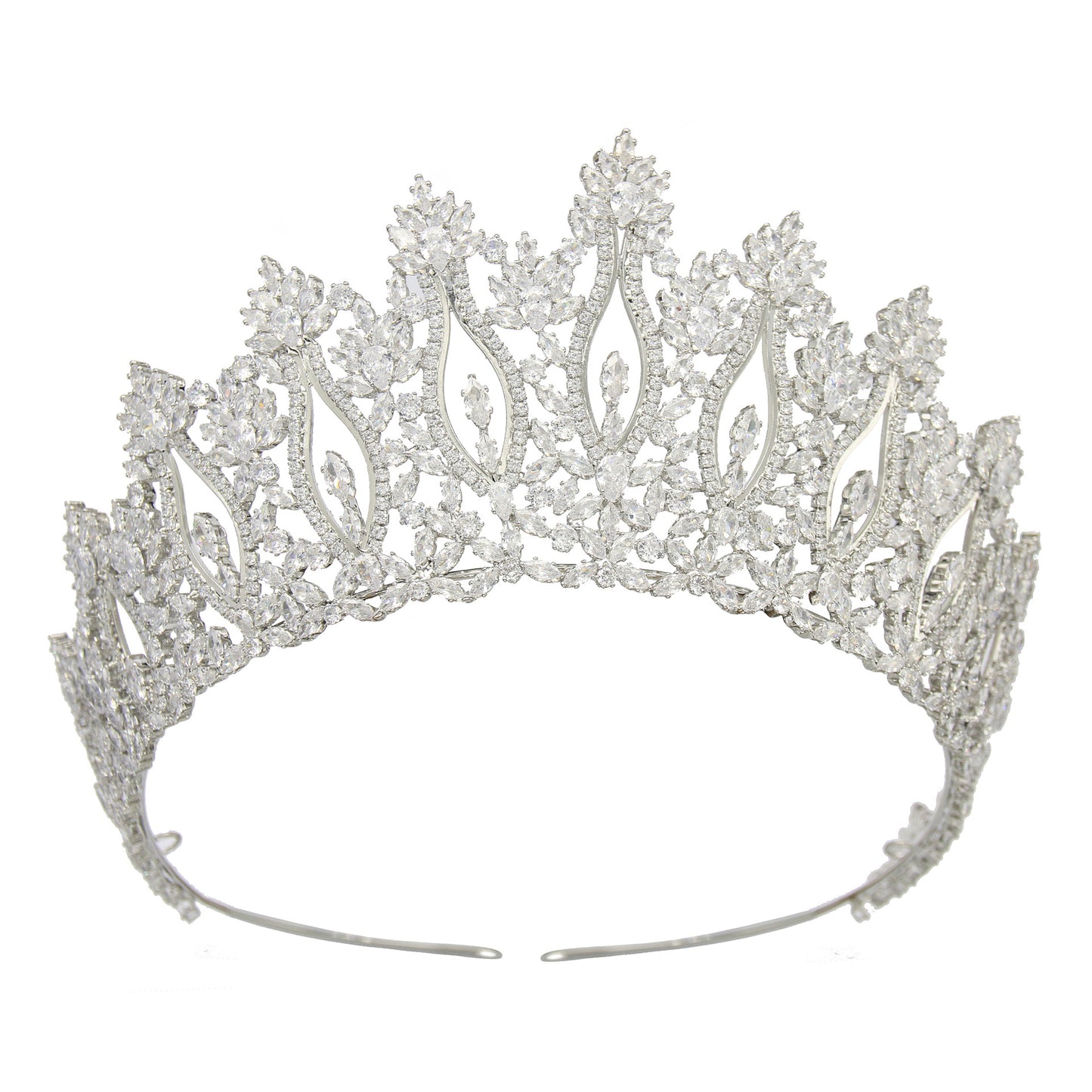 European And American Zircon Bridal Crown Headpiece With Metal Plating, Korean Style