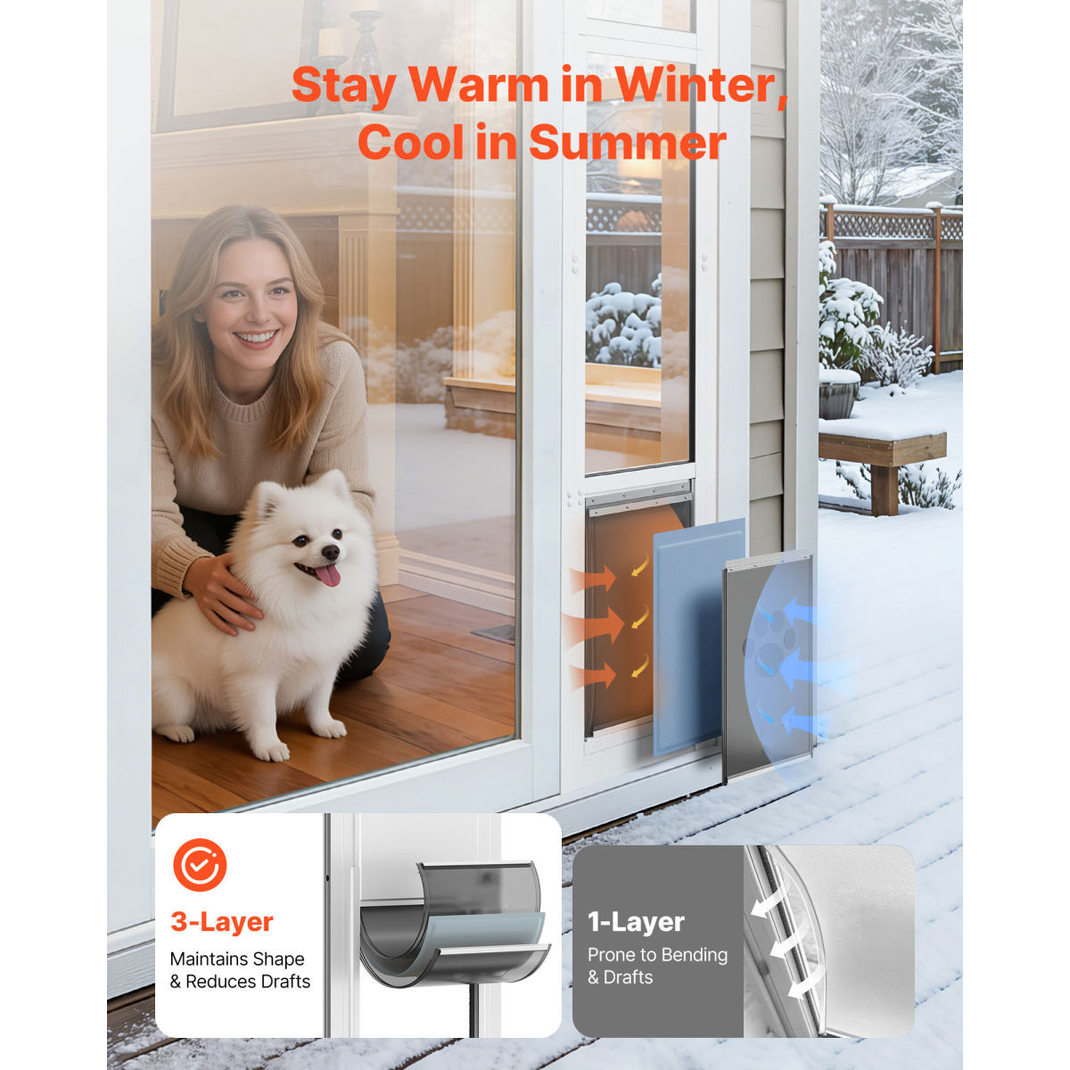 Dog Door For Sliding Glass Door, 75 7 8 To 80 11 16 Adjustable Height, Aluminum Alloy Frame With Flap, Rotating Hinge, Lock Design, For Medium-Sized Dogs, Sliding Glass Pet Doors For Renters