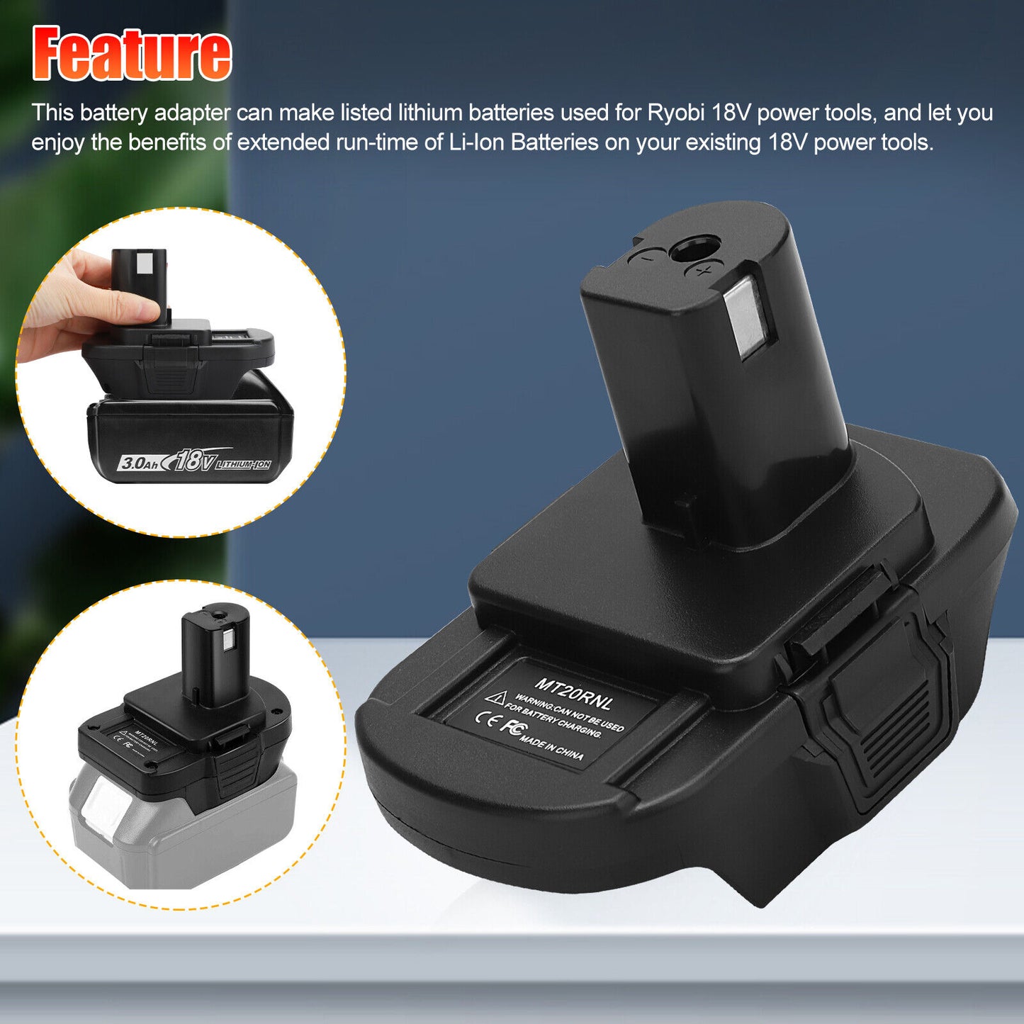Battery Adapter MT20RNL For M Akita Li-ion Batteries Convert To Ryobi 18V Tools