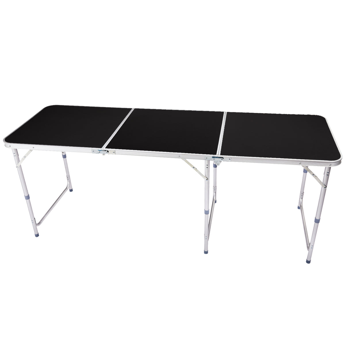 6ft 180-60cm Aluminum Alloy 3-Fold Portable Folding Table, Adjustable Height Outdoor Camping Picnic Dining Desk