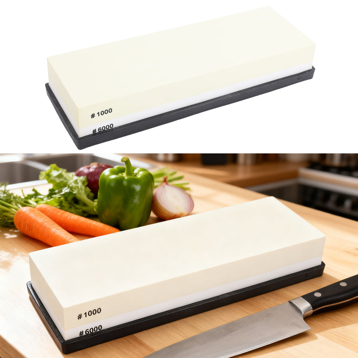 Sharpening Stone Light Yellow White Dual Sided 10 0 0 6000 Grit Wet Stone With Anti Slip Base For Kitchen Woodworking