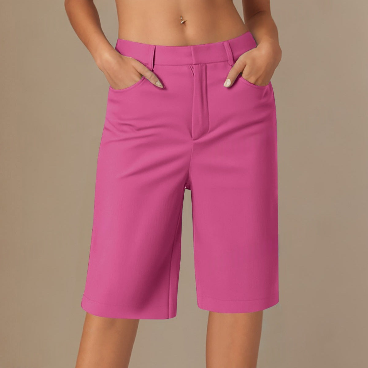 Womens Straight-leg Draping Korean-style Slim-fit Suit Pants