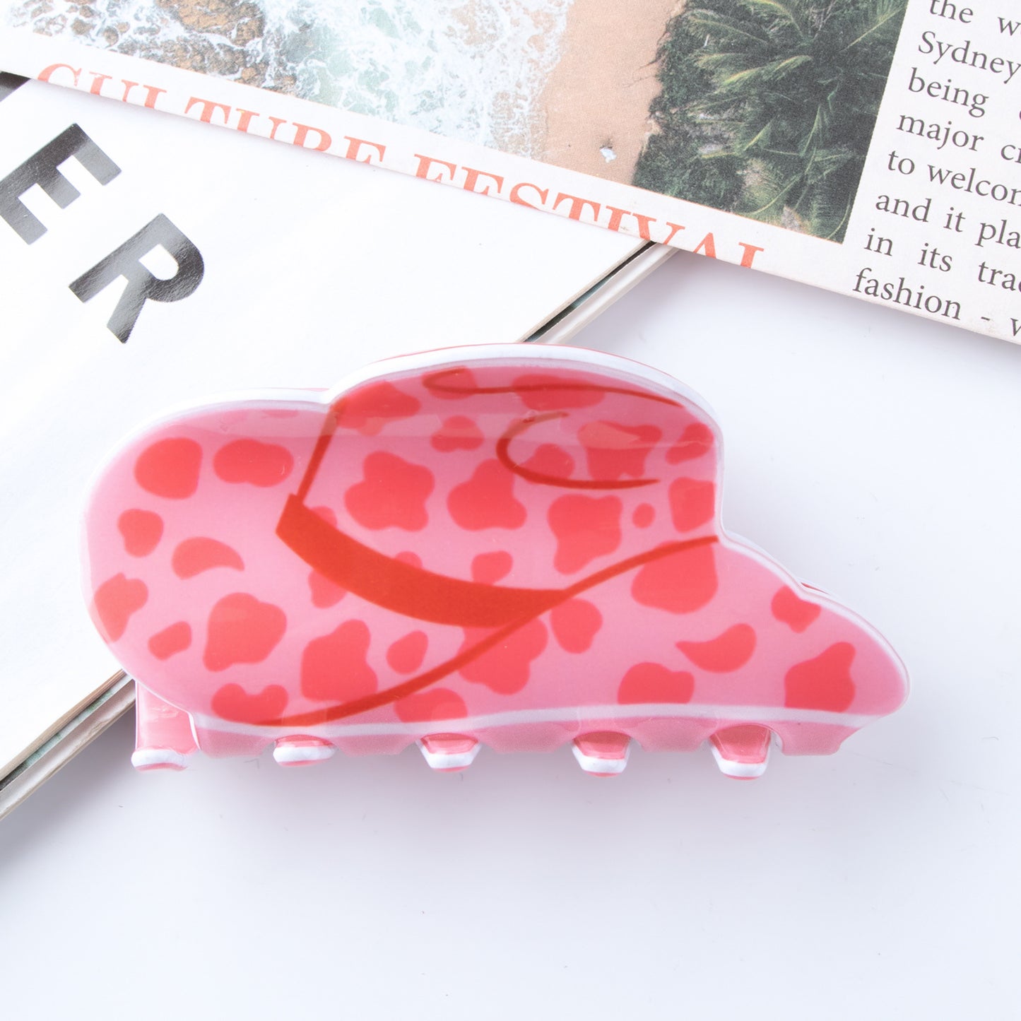 Cute Heart-shaped Sunflower And Cow-patterned Hat-style Hair Clip
