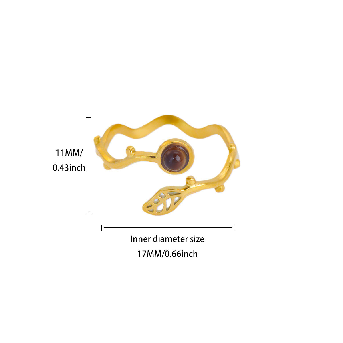 Elegant Temperament Geometric Ring Natural Stone 18K Gold Plated Decor