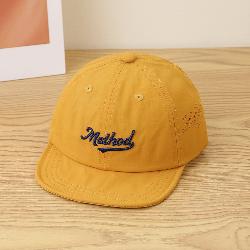 Children's Solid-color Letter Embroidery Quick-drying Lightweight Adjustable Simple Casual Flat-brim Baseball Cap Suitable For Outdoor Play