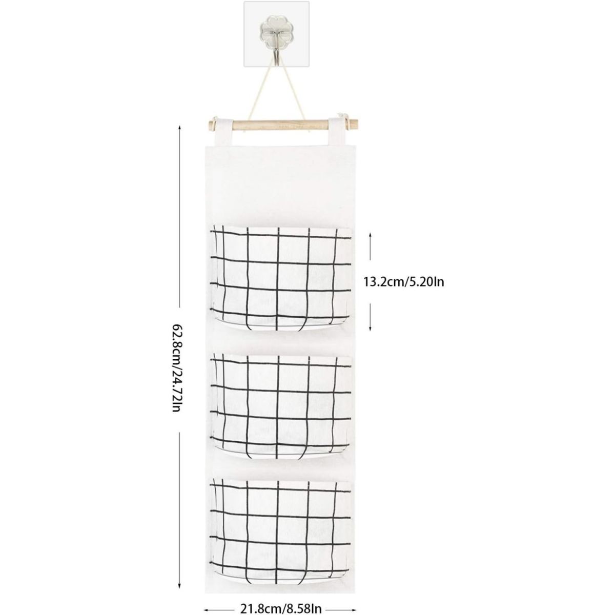 2-piece Set Of Hanging Storage Bags With Various Patterns In Black And White, Featuring 3 Bags, Suitable For Living Rooms, Bathrooms, Bedrooms, Offices, And Doors