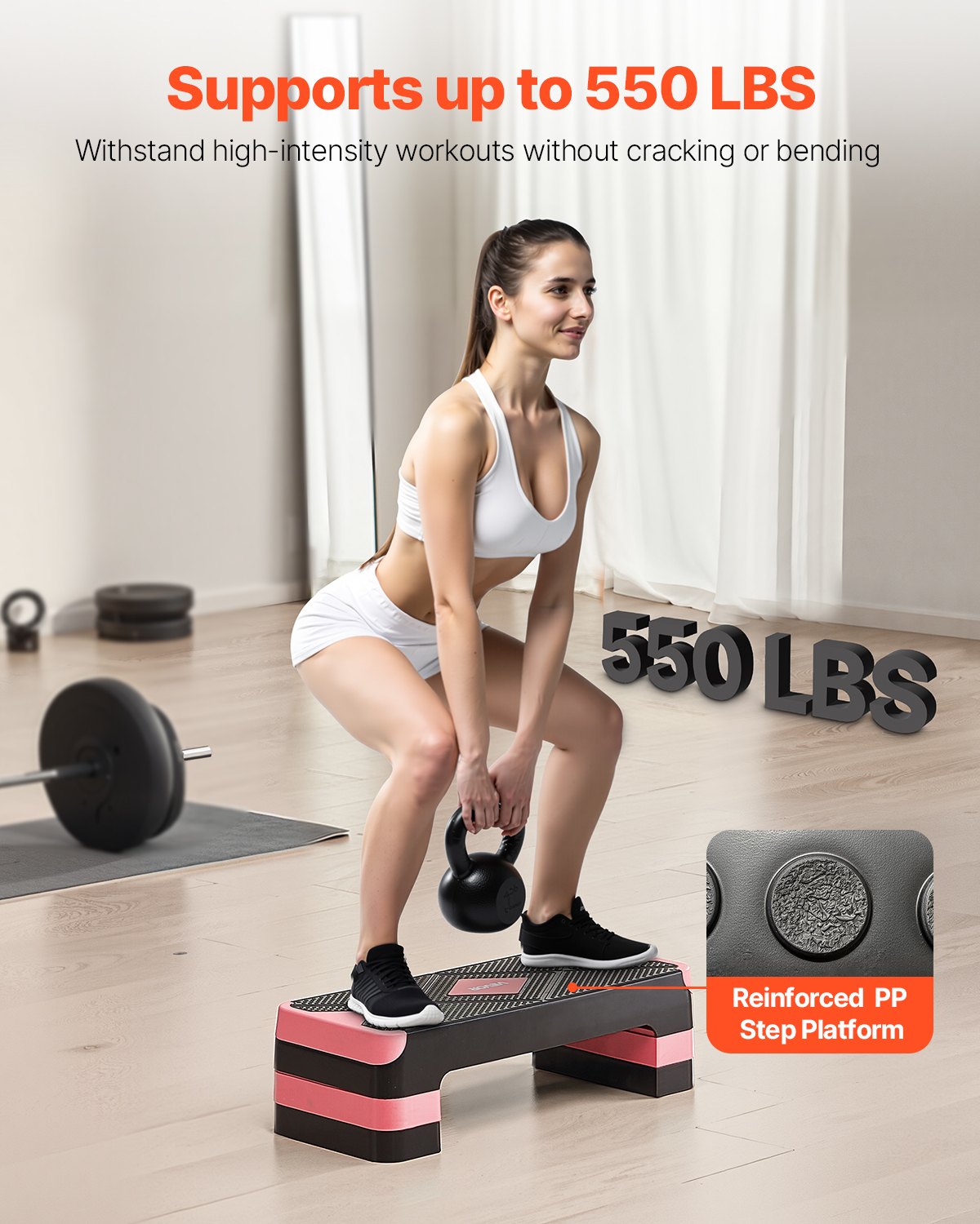 Aerobic Steppbrett Höhenverstellbares Trainingsbrett (10,6-20,32 Cm) Stepper Fitness Mit 250 Kg Tragfähigkeit Rutschfeste Oberflächenbank Für Heim-Fitnessstudio Cardio-Krafttraining Rot