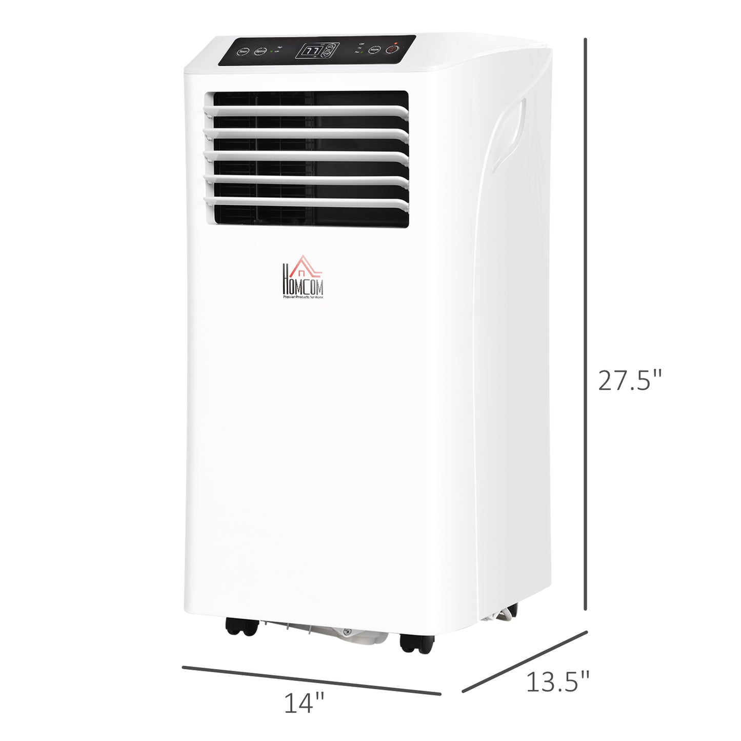 8000BTU Mobile Portable Air Conditioner with Cooling, Dehumidifier, and Ventilating with Remote Control, 2 Speed Fans, 24-Hour Timer for Bedroom, Living Room, Home Office, White