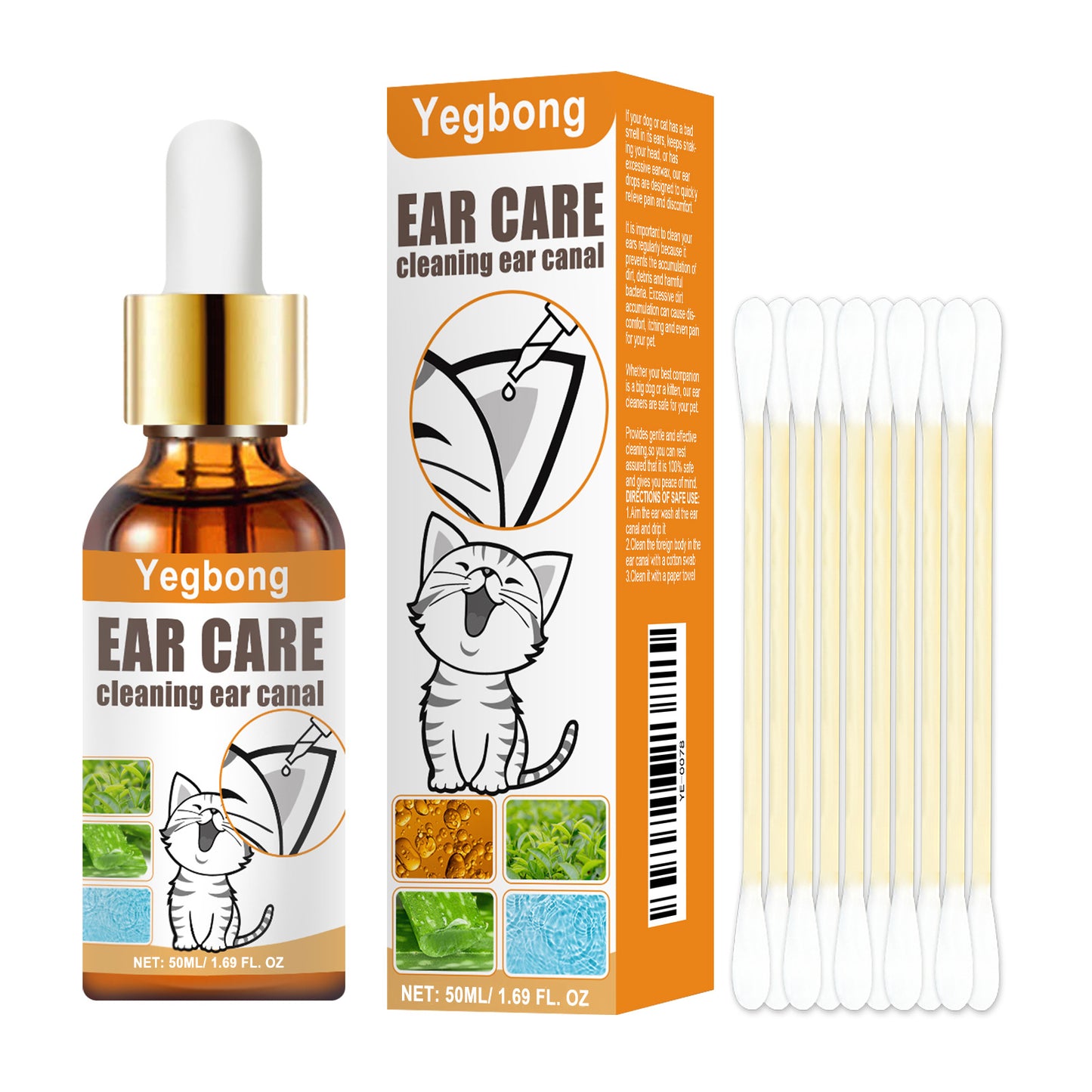 Yegbong Pet Ear Cleaning Solution For Cats And Dogs Removes Ear Mites