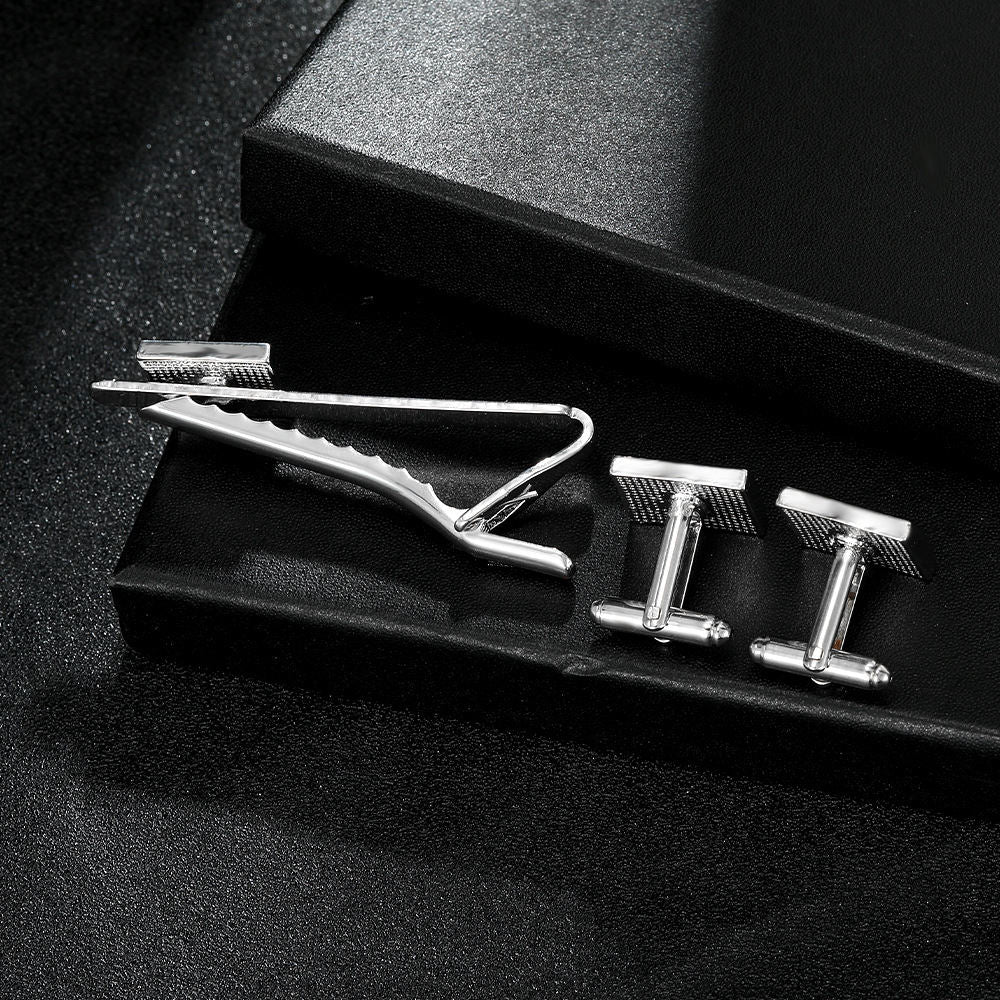 Creative Blue Pattern Cufflinks Men And Women Business French Shirt Cufflinks Tie Clip Accessories Gift Box