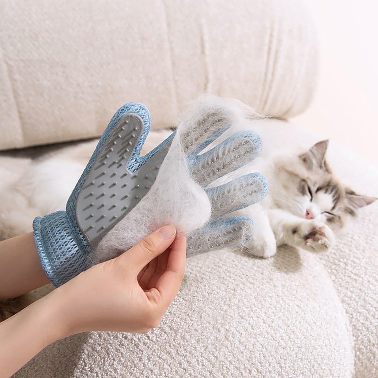 2in1 Double Sided Pet Grooming Glove, Deshedding Massage Brush Mitt For Cats & Dogs, Remove Loose Fur On Pets & Furniture, Easy Clean