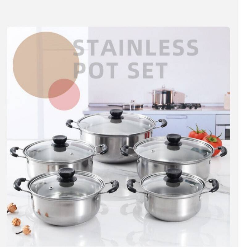 5-Piece Stainless Steel Saucepan Set For Induction And All Hobs, Kitchen Cookware Office & School Supplies