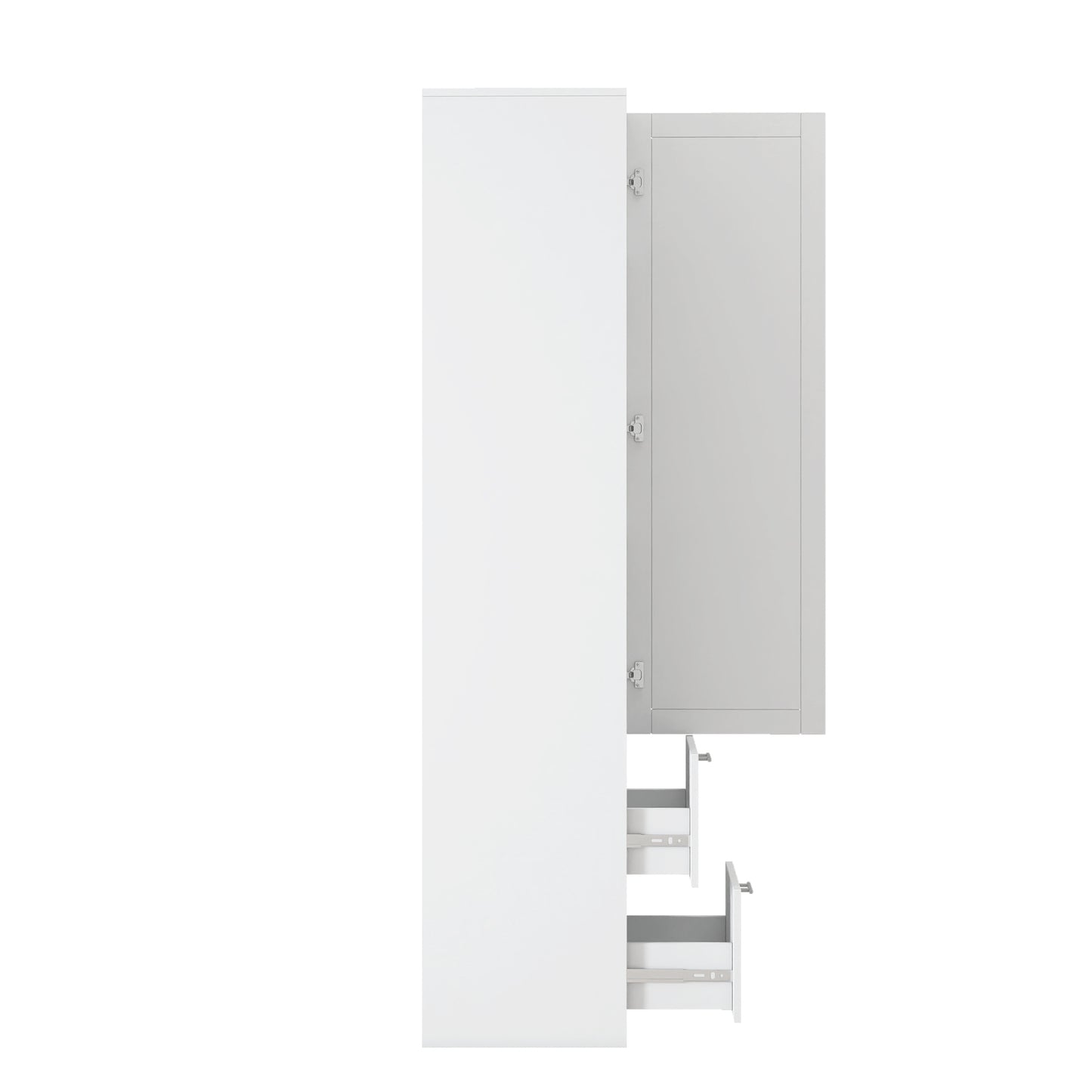 Standard Kitchen Pantry,Tall Cabinet,Freestanding Cabinet With One Door And Two Drawers For Kitchen, Dining Room, White