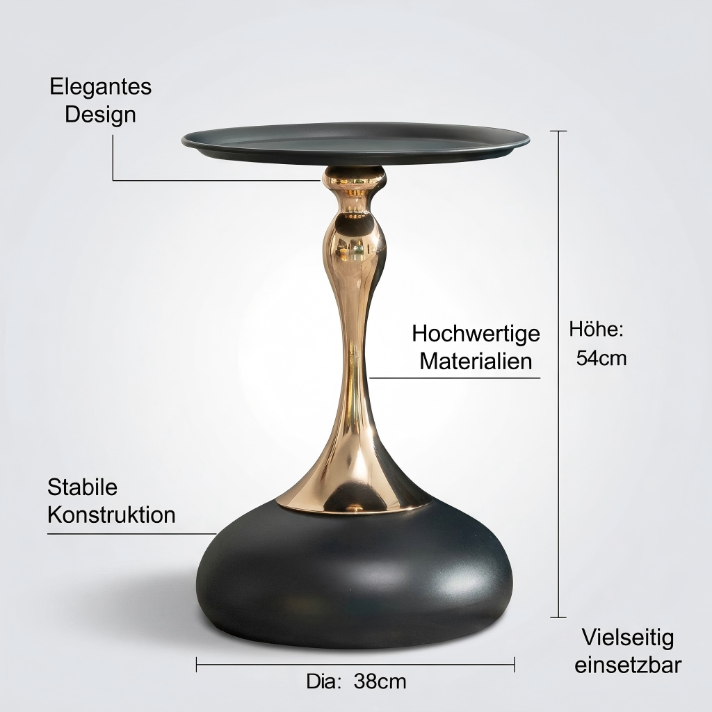 Modern Martini Tables, Small Round Side Table For Living Room, 38cm End Table With Metal Base, Black Circle Bedroom Table And Bedside Table, Balcony Table For Tea, Corner Accent Tables For Bed