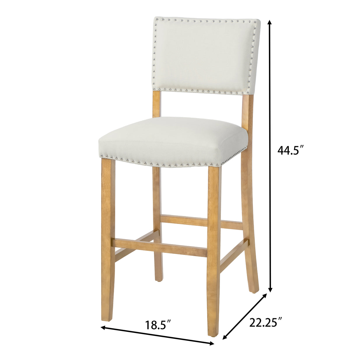 Barstools With Rivet Decoration Set Of 2 , Wood Frame,fabric Sponge Cushion And Upholstered Barstools, Bar Chairs For Kitchen Island,Bedroom,Dining Room.