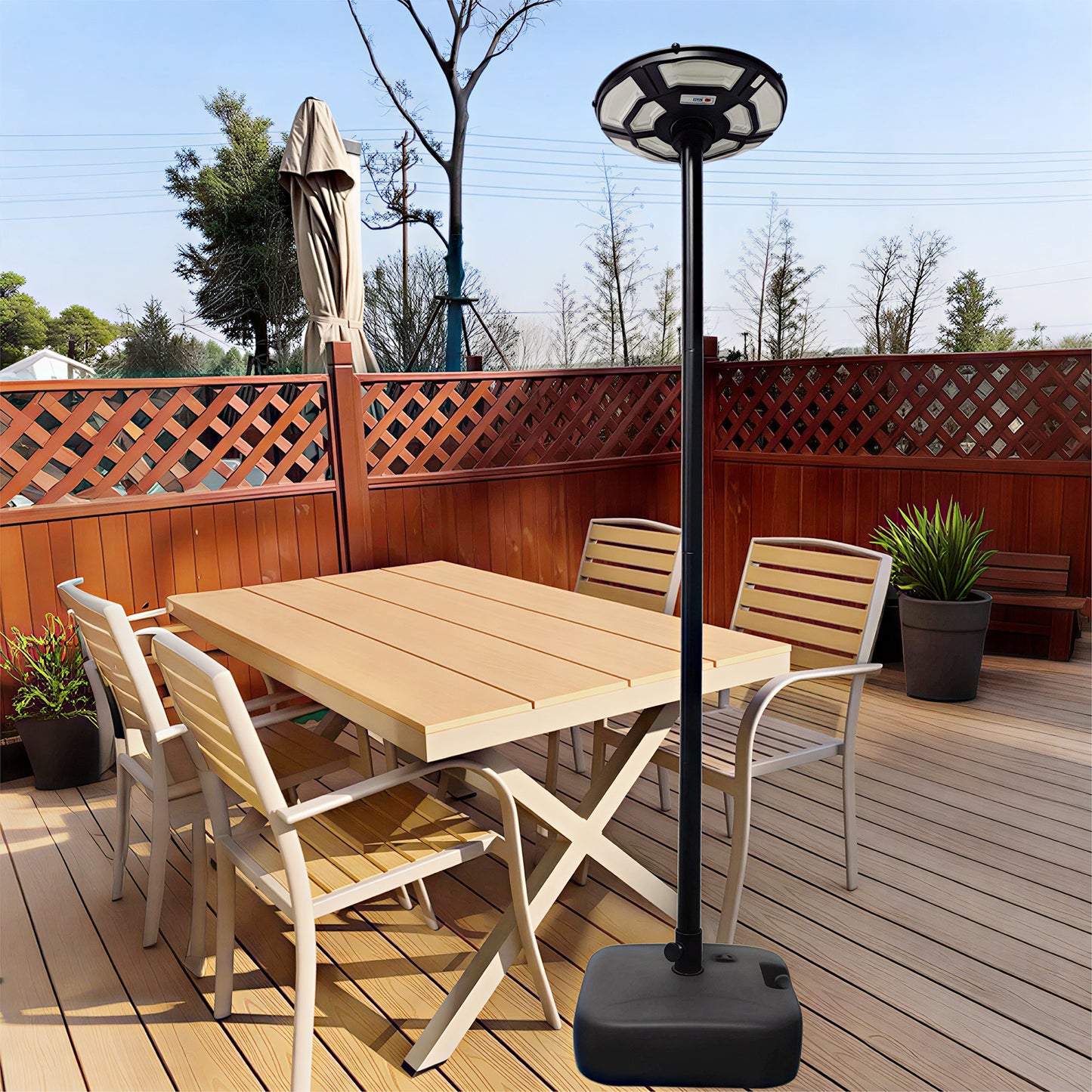 Solar Energy Power Circular UFO Street Lamp ,LED Solar Garden Lights, Solar Lights For Outside,Highway Lighting,Household Courtyard,Rural Construction And Street Light Pole -- Include Pole