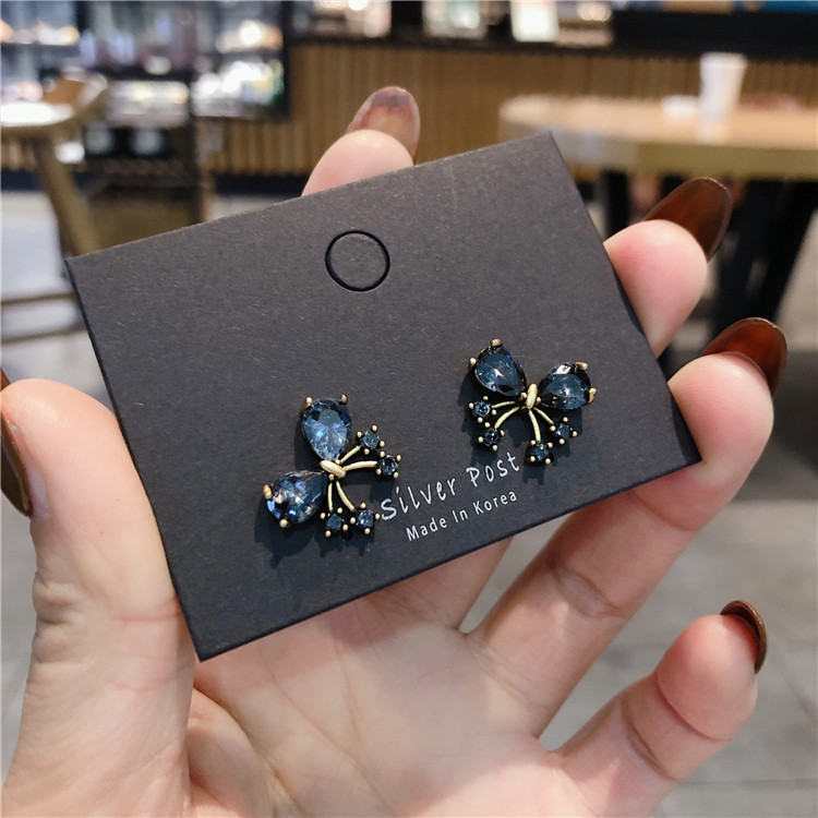 Korean Vintage S925 Sterling Silver Needle Bow Drop Earrings, Mini Delicate Teardrop Micro Paved Gold Plated Dainty Women Ear Jewelry