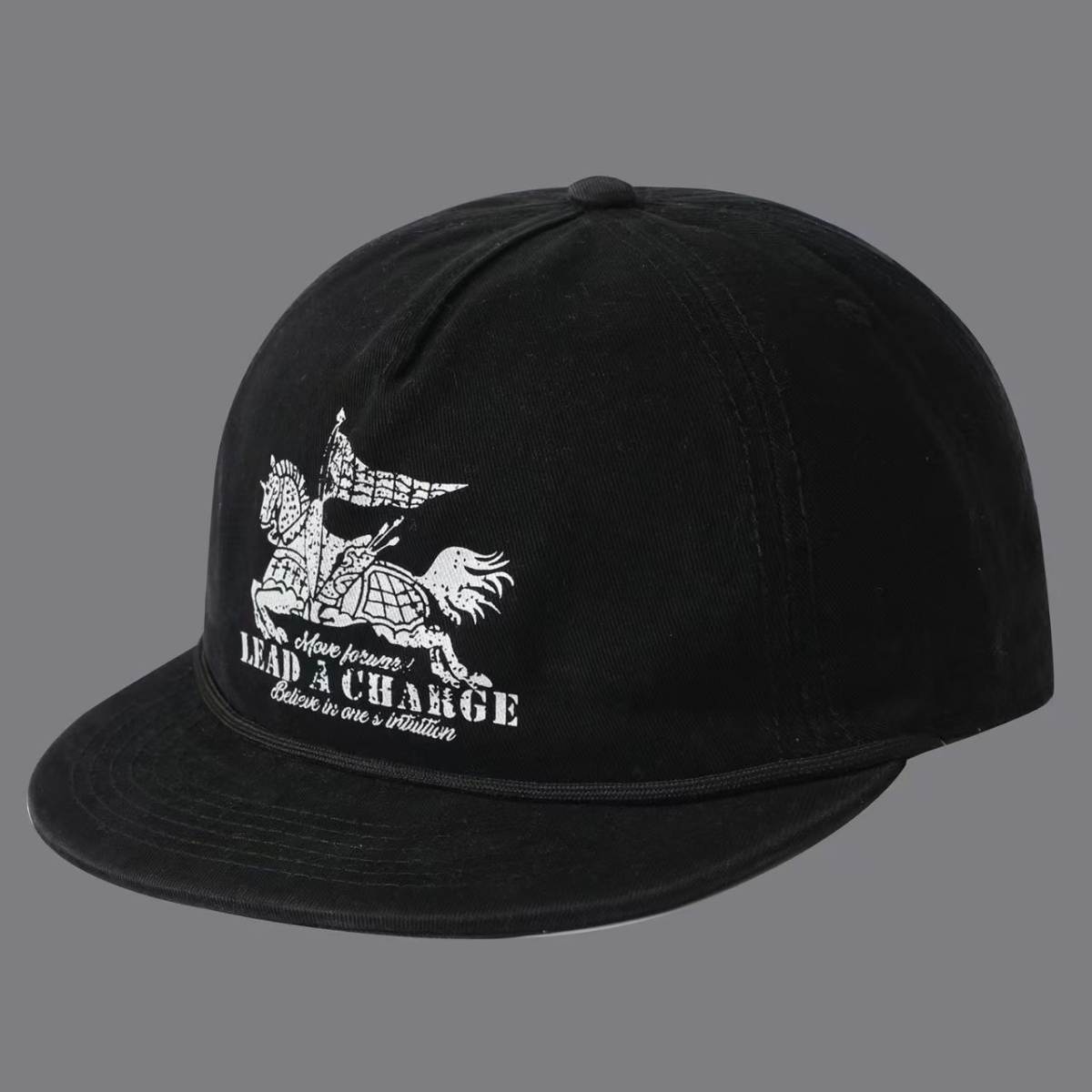 Printed Warhorse Flag With Lettered Band And Flat Brim Baseball Cap, Men's And Women's Versions, Suitable For Casual, Sports And Travel Wear.