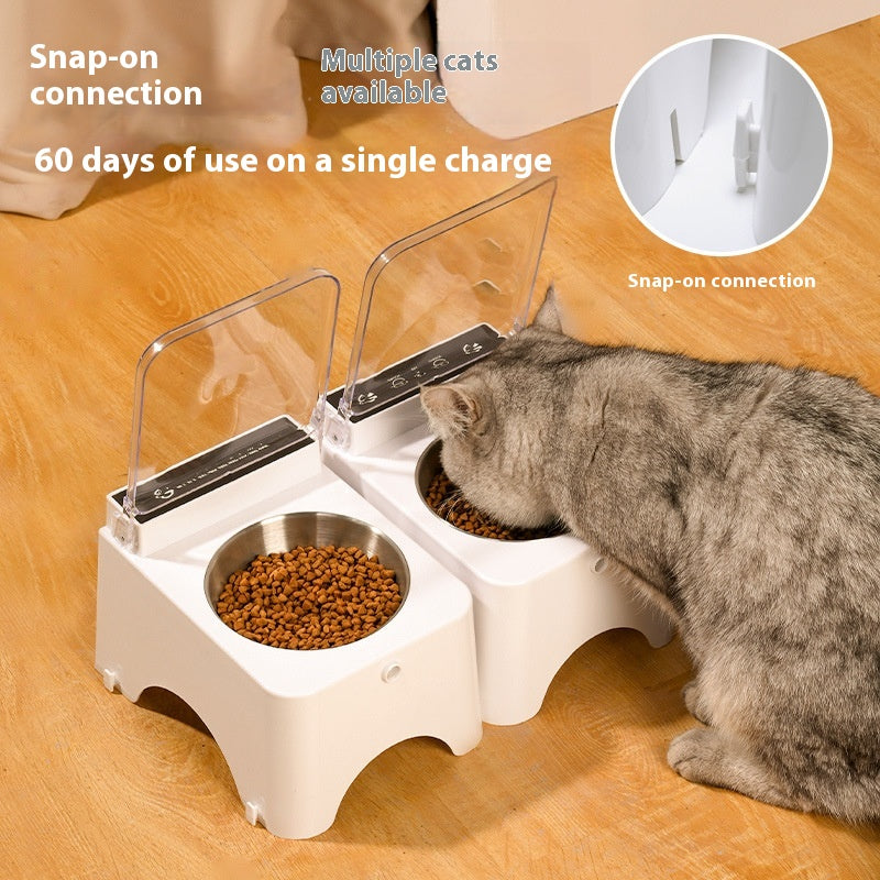 Smart Cat Feeder Automatic Lid Opens Closes Motion Detection Cordless