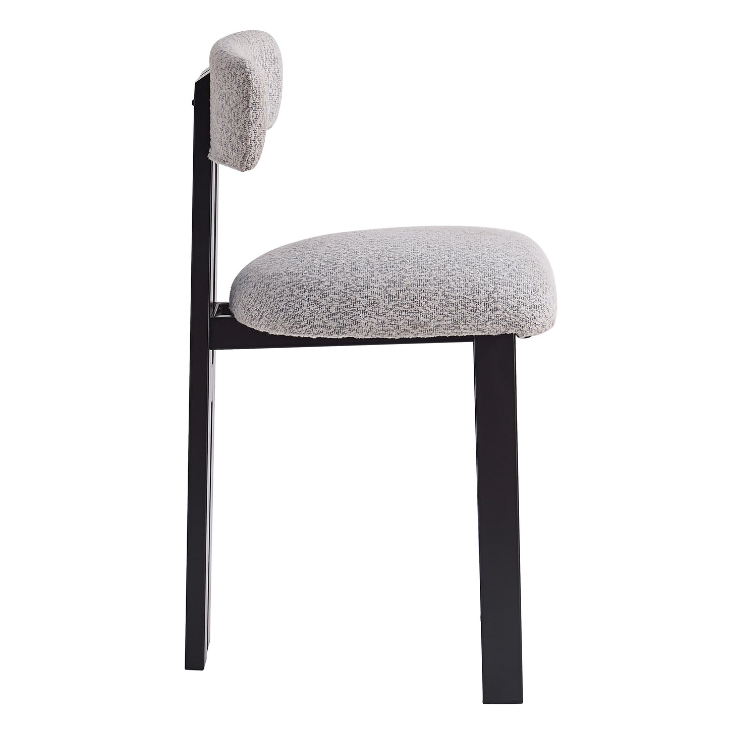 26.5 Stylish Round Stools With Low Back - Comfortable Upholstered Seat & Black Metal Frame For Kitchen & Dining