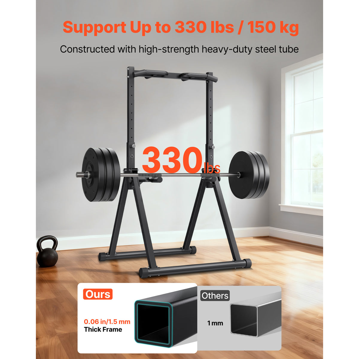 Pull Up Bar, 330LBS Capacity Portable Pullup Bar Station, Pullup Bars Free Standing With Triangular Structure & Heavy-Duty Steel Tube, 9 Level Height Adjustment Gravity Fitness For Arms, Back
