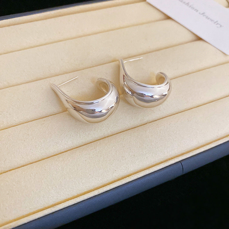 Sterling Silver Needle Cold Style Hoop Earrings Women Luxury All-Match Ear Decor