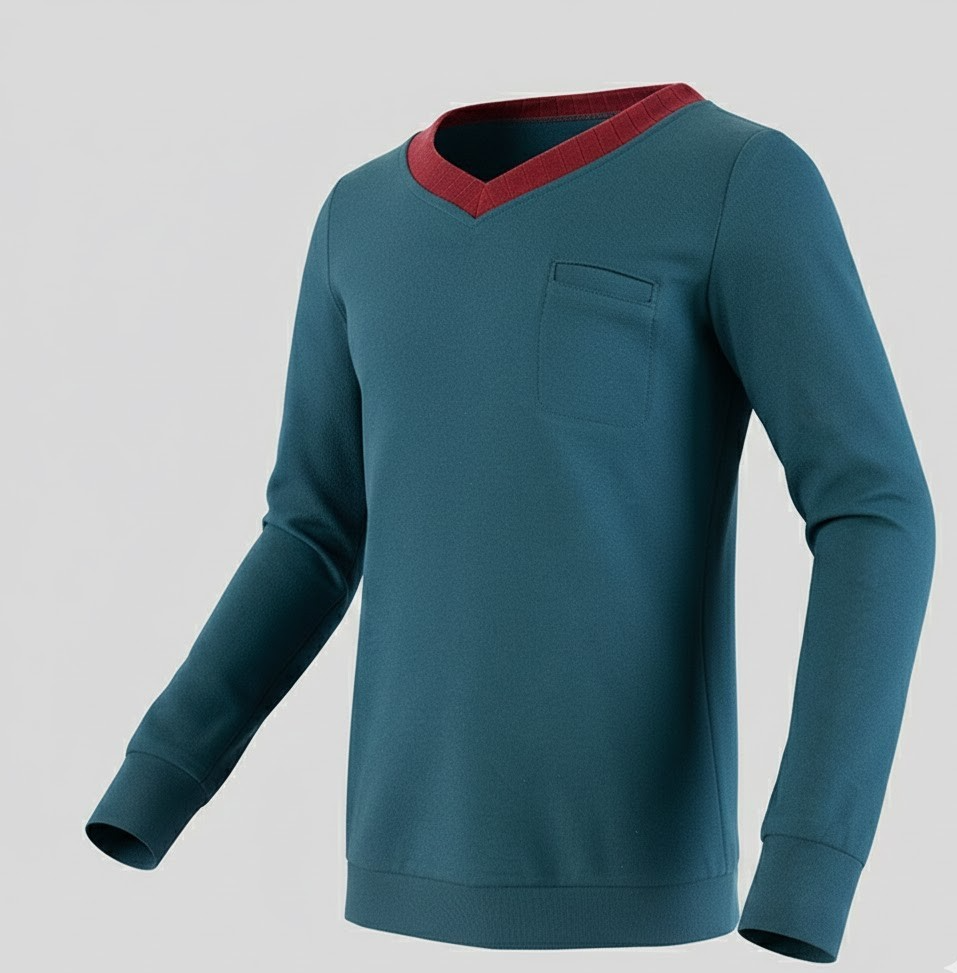 Boys V Neck Long Sleeve Top Lightweight Spring Summer Casual Smart T Shirt 3-10Y