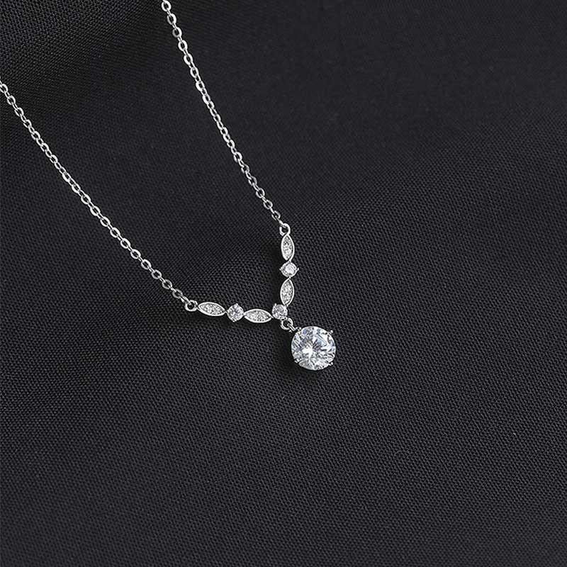 1pcs 999 Sterling Silver V-shaped Zircon Necklace, Dainty Luxury Style, Ideal For Anniversary & Birthday Gifts