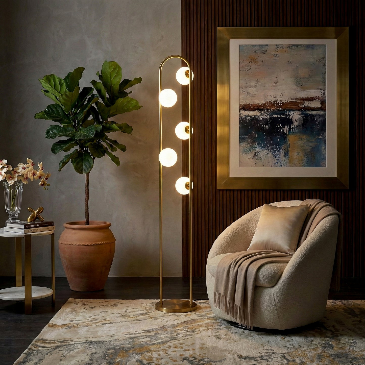 Modern Floor Lamp For Living Room, Artema Floor Lamp With WHITE, Tall Corner Lamp For Bedroom & Office Lighting