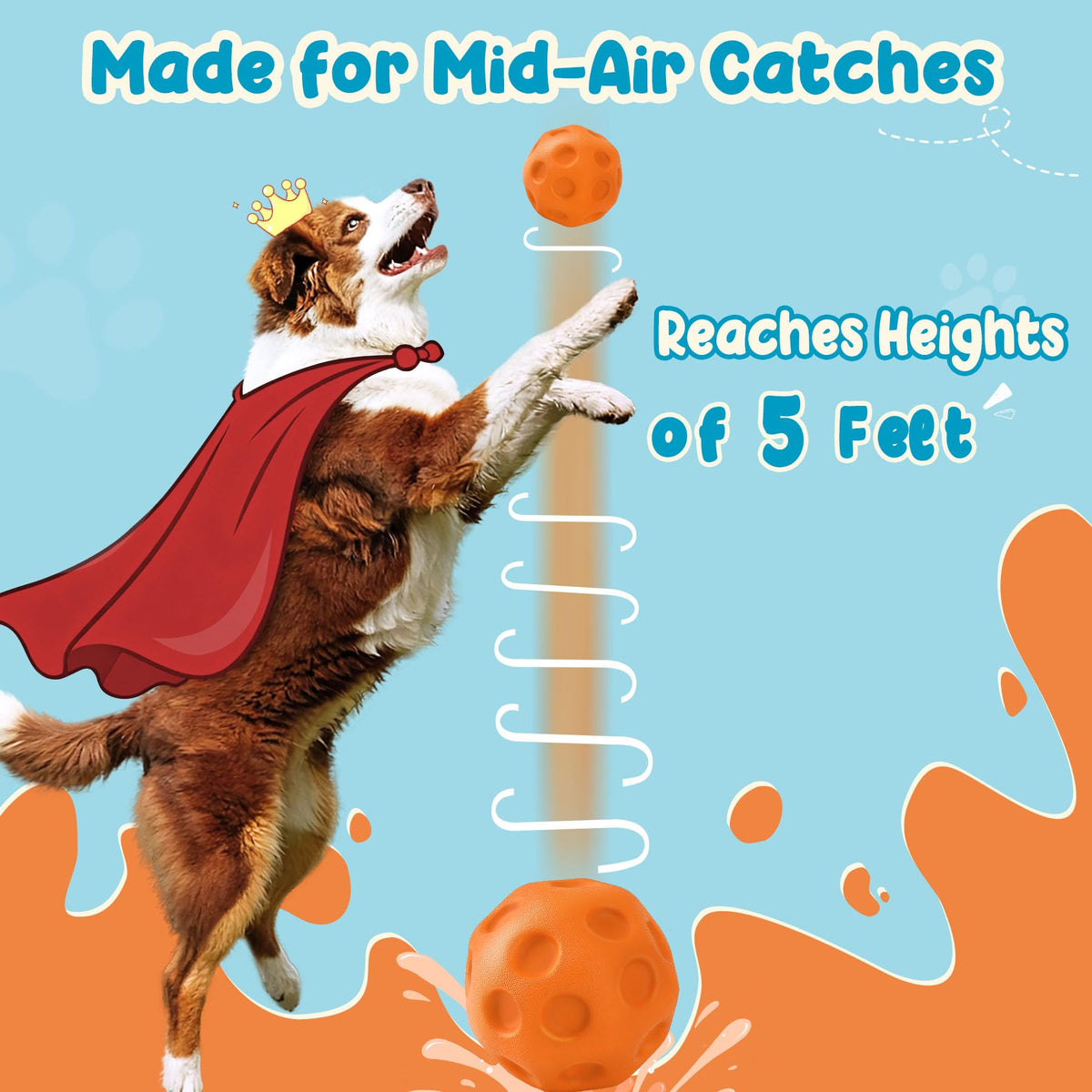 3 Pack Dog Balls For Medium & Large Dogs - High Bounce & Floating Fetch Balls, Interactive Outdoor Toys With Easy-Pickup Grooves, Bright Orange