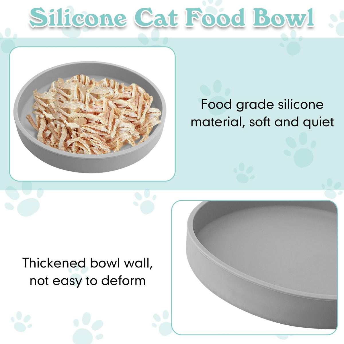 Silicone Cat Food Bowl Shallow Dishes Wide Cats Bowls Kitty Plates Relief Whisker Fatigue Puppy Feeding Bowl For Dry Food And Wet Food Indoor