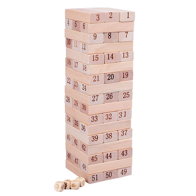 Children's Puzzle Bricks Pro Fun Numerical Jenga Wooden Building Blocks Assembling Table Games Toys
