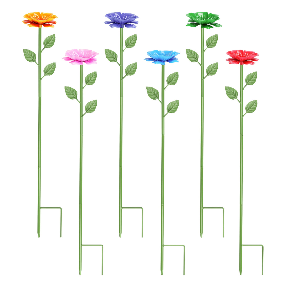 6Pack Metal Bee Watering Stations, Anti-Drowning Bee Butterfly Feeders Pollinator Stakes With Artificial Flowers For Outdoor Garden Courtyard Decor