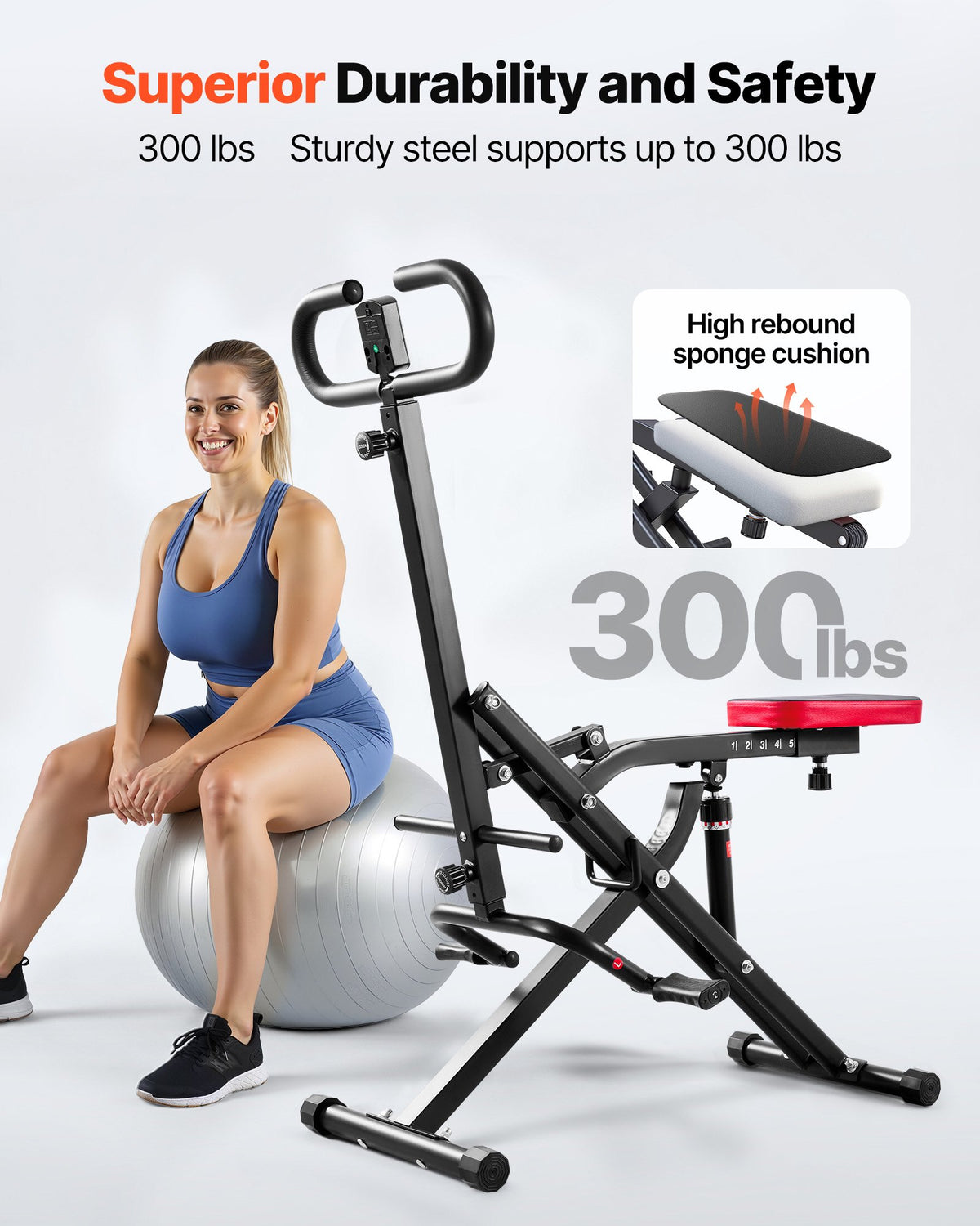 Squat Machine, Deep Squat Rowing Machine For Home, Easy Setup & Foldable Exercise Equipment, Glute Trainer Machine With 12-Gear Adjustable Resistance, Glutes & Leg Home Workout Machine, Black