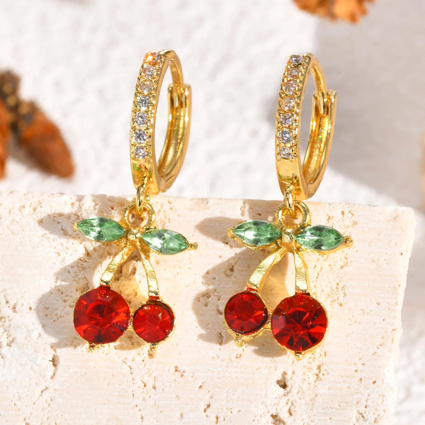 Korean-style Fashionable Minimalist And Creative Red Cherry Earrings For Women