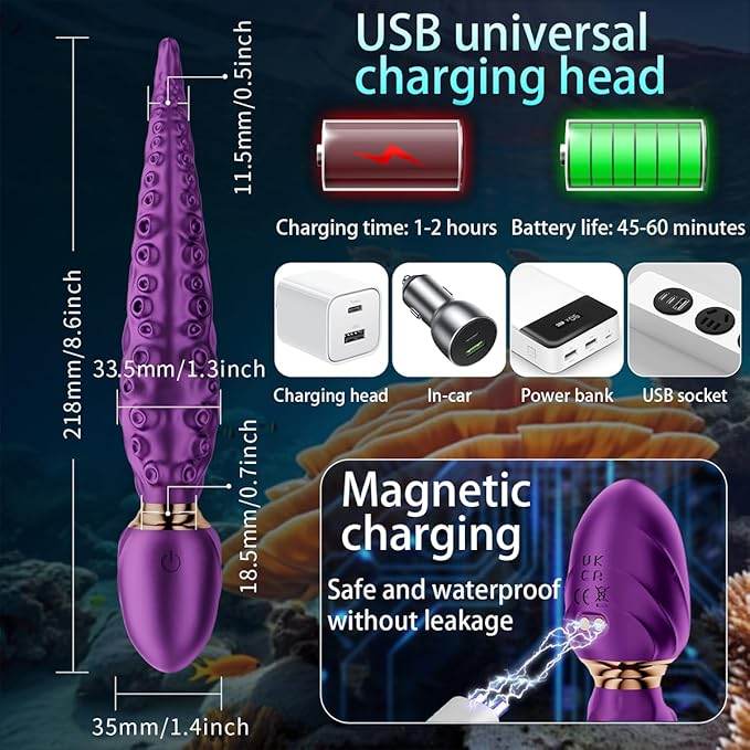 Monster Tentacle Dildo, Tentacle 9 Vibration Modes Vagina Nipples Massage Stimulation, Octopus Tentacle Dildo For Men Women Couples Butt Clitoris Stimulate
