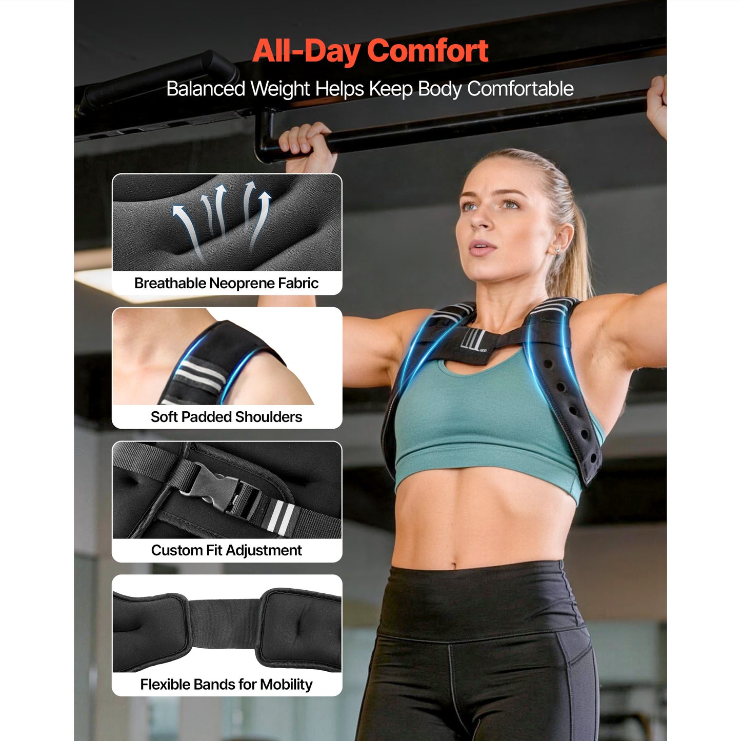 Weighted Vest, 10 Lbs Body Weight Vest For Men Women, With Reflective Stripe, Adjustable Buckle, Workout Equipment For Strength Training, Running, Jogging, Fitness, Muscle Building, Weight Loss