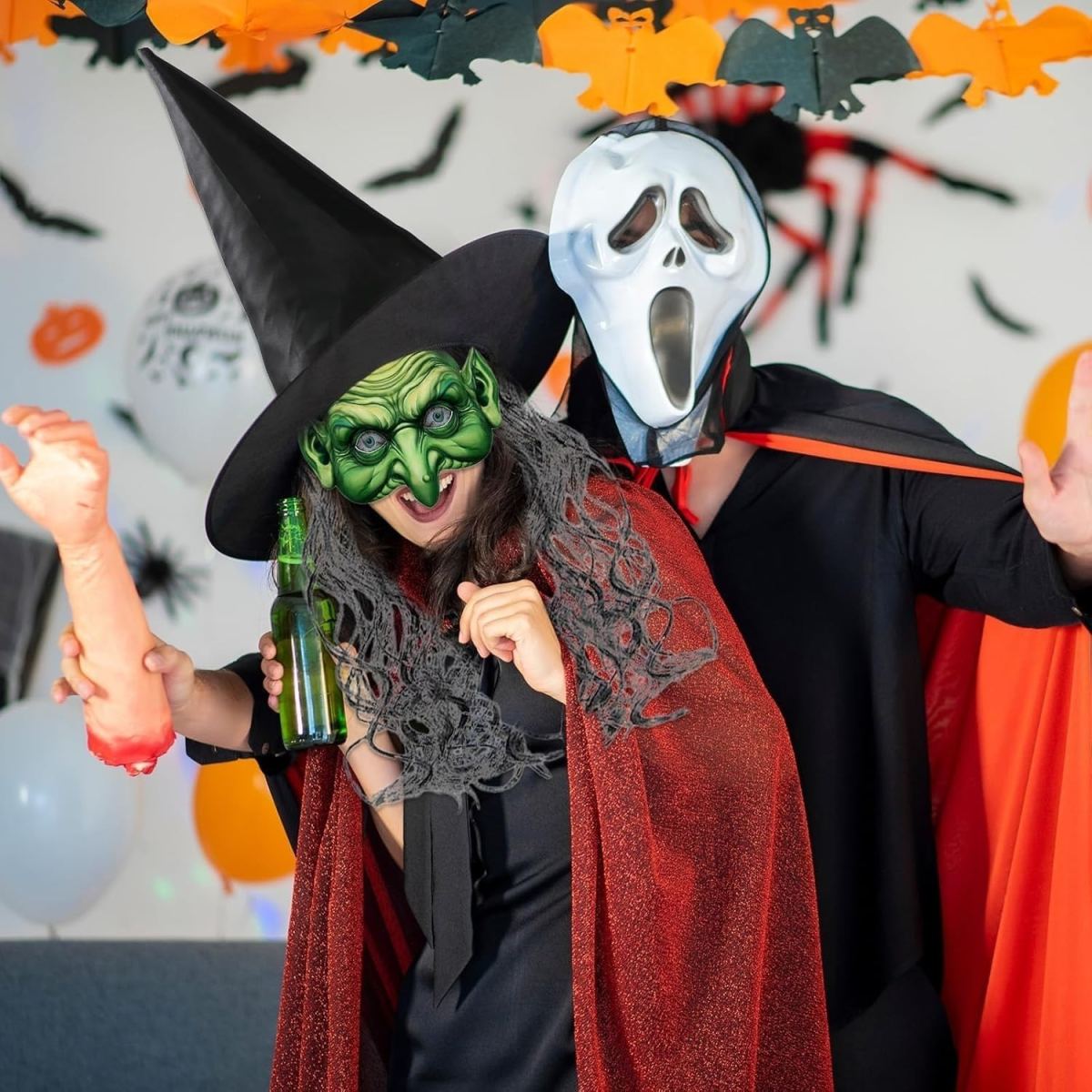 2 Halloween Witch Masks: Halloween Witch Mask With Wig, Spooky Old Witch Mask, Halloween Horror Mask For Adults, Witch Accessories For Halloween, Cosplay, Carnival, And Theme Parties—Party Packs